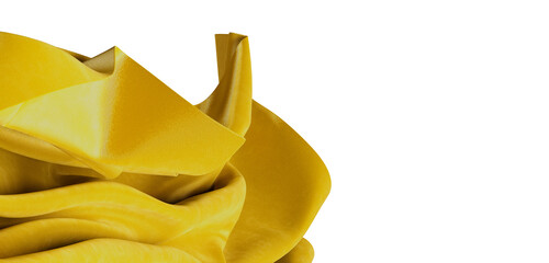 Close-up of a vibrant yellow fabric flowing, a visual representation of luxury and elegance on a...