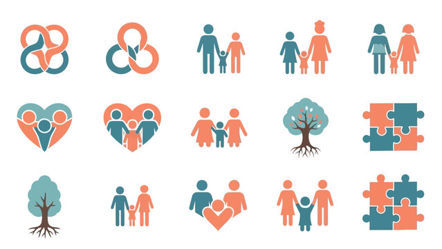 Collection of Human Relationship Icons and Symbols.