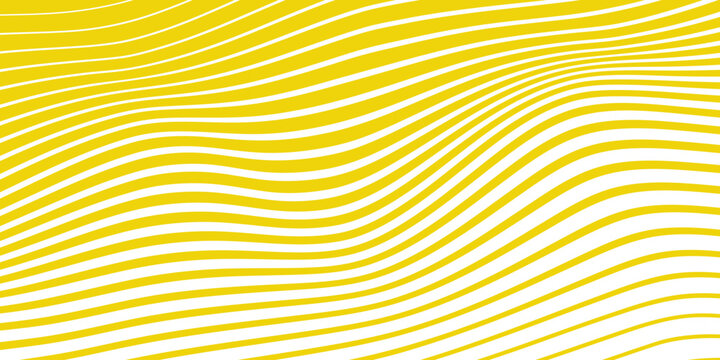 Abstract geometric yellow wavy line pattern with thin to thick lines. vector
