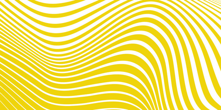 Abstract geometric yellow wavy line pattern with thin to thick lines. vector
