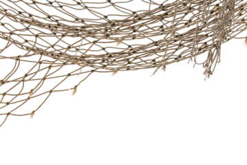 Torn Football or tennis net. Rope mesh on a white background close-up