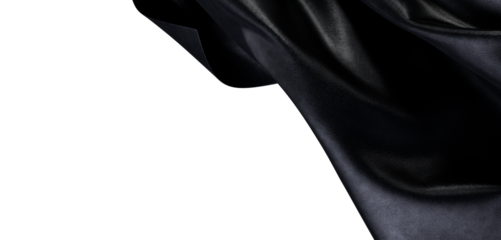 Close-up of flowing dark fabric with highlights and shadows, perfect for design and abstract concepts. Smooth texture on