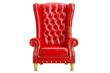 Baroque royal king chair isolated on white artistic luxury theme rich mood dramatic lighting detailed texture focus, Realistic Photo