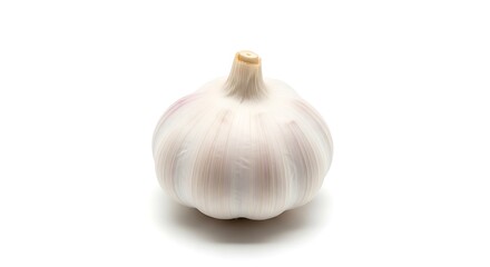 Single garlic bulb on white background isolated on white background