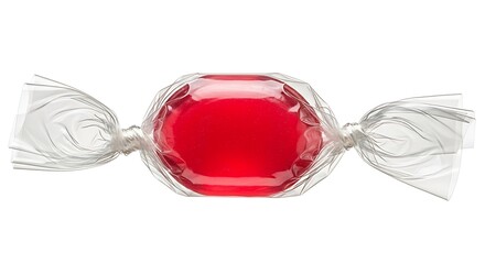 Wrapped Red Candy - A Sweet Treat Isolated on White.