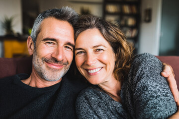 Happy Smiling Middle Aged Couple Romantic Portrait Relationship