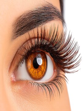 Human eye without makeup white background natural beauty realistic macro portrait, Realistic Photo