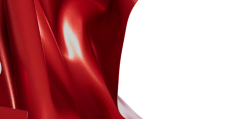 Abstract shot of red fabric with light reflections and white negative space. Perfect for backgrounds and design concepts
