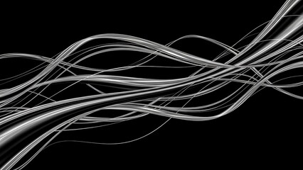 Abstract Light Trails on Black Background - Dynamic Motion.