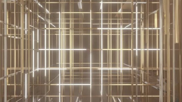 Modern abstract geometric grid pattern with light reflections and metallic sheen