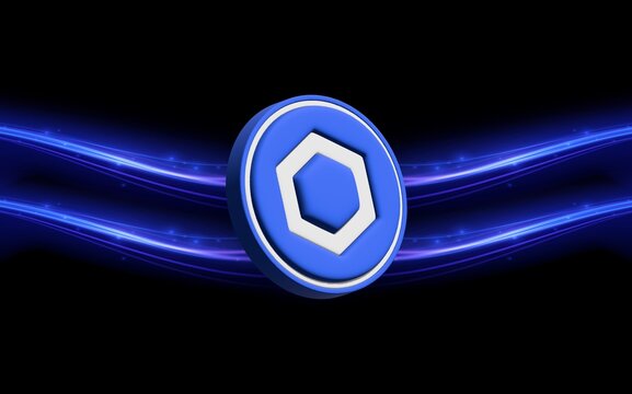 chainlink-link virtual currency image in the digital background. 3d illustrations.