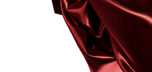 Close up shot of luxurious burgundy satin cloth with folds, perfect for design and backgrounds