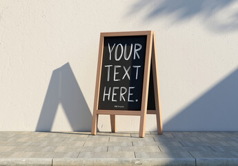 Wooden Stand Menu Board Mockup on City Street