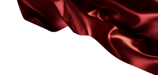Close-up of a luxurious burgundy satin fabric, creating a flowing and elegant design against a clean