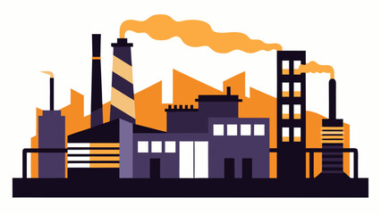 Fototapeta premium Industrial complex with emissions Vector