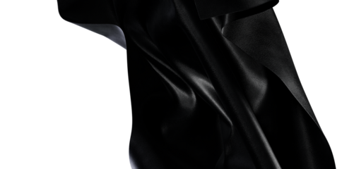 Abstract and elegant black fabric draped against a white background, perfect for adding texture and visual interest. Ide