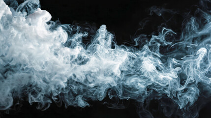 Obraz premium Wisps of white smoke swirling and twisting against a dark black background creating a mysterious and ethereal atmosphere with delicate patterns and textures