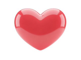 A shiny red heart on a transparent background with a lovely appearance