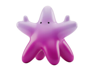 A purple star shaped toy isolated on transparent background with eyes