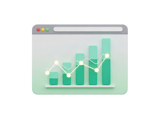 A green gradient bar chart and line graph on a computer screen with a grey toolbar on transparent background