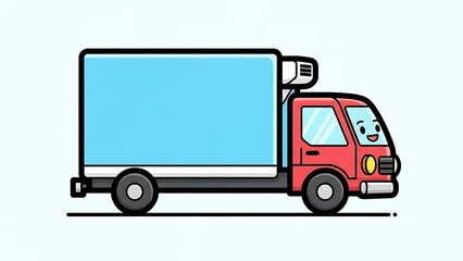 Cartoon Delivery Truck with Smiling Face.