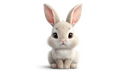 Obraz premium A cute white rabbit sitting on a plain background looking directly at the camera