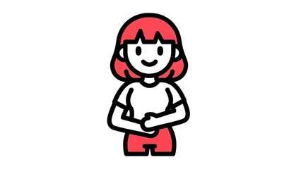 Cartoon Girl Character with Red Hair.