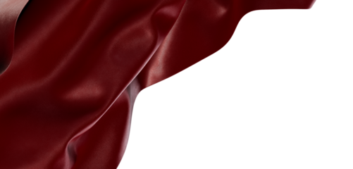 Dramatic abstract of red fabric flowing, creating textures and shapes on white background. Perfect for elegant design an