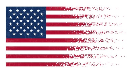 A distressed American flag with a fading effect