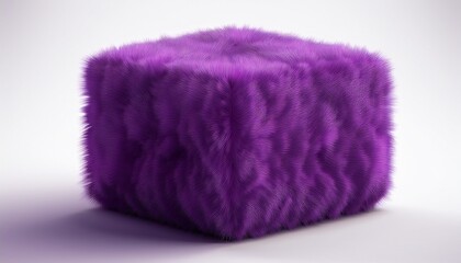 fuzzy purple cube isolated on white background for design projects and creative visualizations