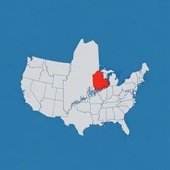 Midwest Region Highlighted on United States Map.