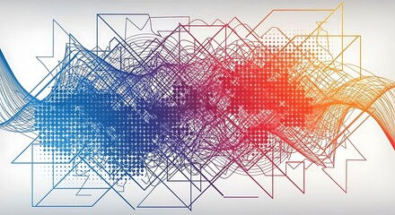 Abstract Data Visualization with Interconnected Lines and Vibrant Colors.