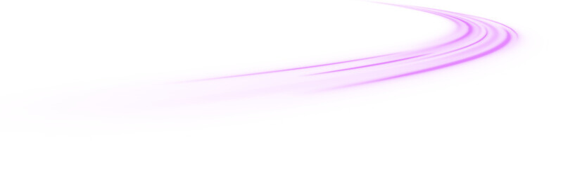 Futuristic purple neon laser lines curve across urban highways. Light trail waves, energy pink swirls, and motion lines create dynamic speed and traffic visuals. Vector illustration PNG. © MEDUZA