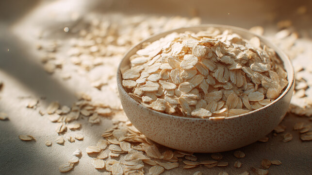 A universal visual tailored for publication hearty whole-grain morning bowl: rolled oats, barley, rye, quinoa, brown rice, pumpkin seeds, and egusi, elevate your daily breakfast