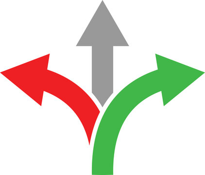 Diverging Directional Arrows Symbolizing Choices and Pathways Vector
