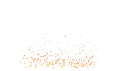 Fire dust sparks particles isolated on transparent background. Orange flames and glowing embers flying upward. Design element for overlay, compositing, VFX, PNG
