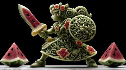 Watermelon Warrior Carving