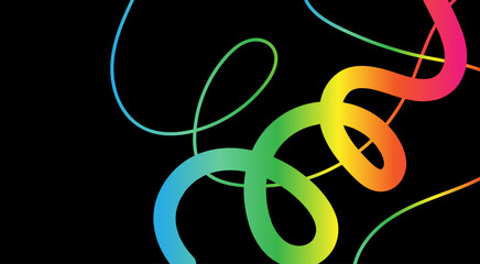 Abstract Rainbow Gradient Ribbon Waves with Smooth Curved Lines and Swirling Motion Design