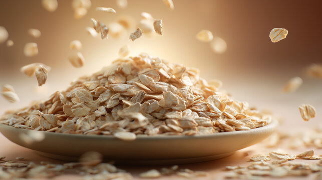 A detailed scene capturing nourishing breakfast buffet: a mix of quaker oats, rolled oats, corn flakes, egusi, pumpkin seeds, barley, and a selection of grains on the table