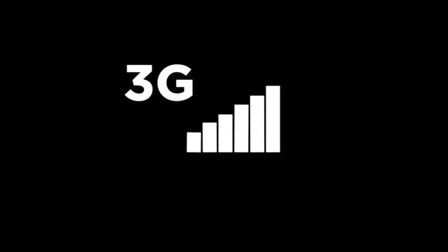 3G network icon animation computer and smartphone internet sign symbol on black background.3G network animation, 3G generation of mobile communication .