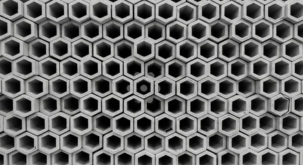 Intricate Pattern of Hexagonal Shapes in Monochrome Design for Modern Aesthetics