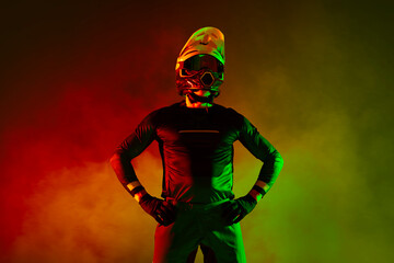 Motocross rider studio color portrait. © Artur Didyk