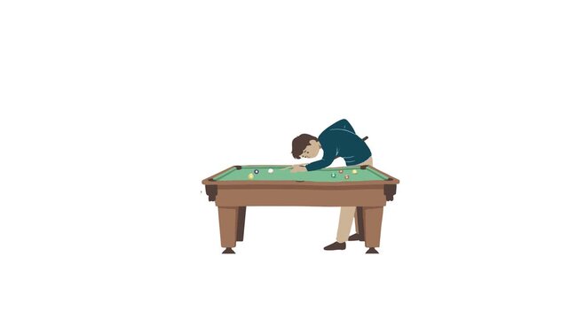Man Playing Billiard Game Illustration