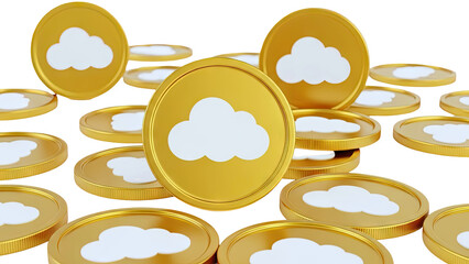 Gold coins with cloud symbol
