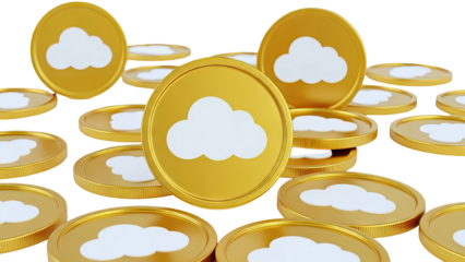 Gold coins with cloud symbol