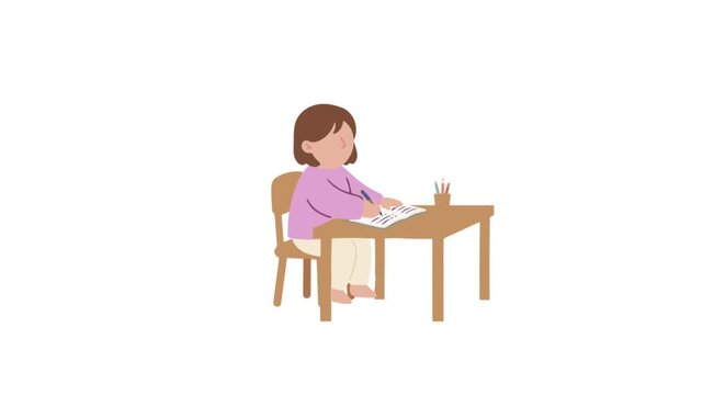 Woman Writing Book Creative Illustration