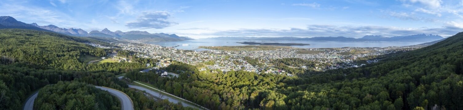 View of the city of Ushuaia, Ushuaia, Patagonia, Tierra del Fuego, Argentina