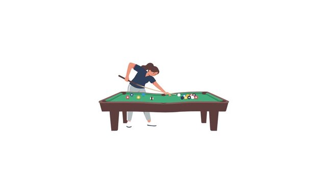 Woman Playing Billiard Game Illustration