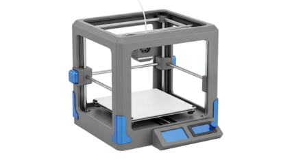 Gray 3D Printer with Blue Accents