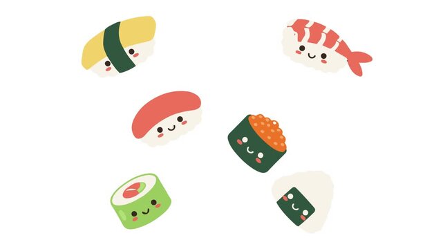 Cute Sushi Character Illustration Design
